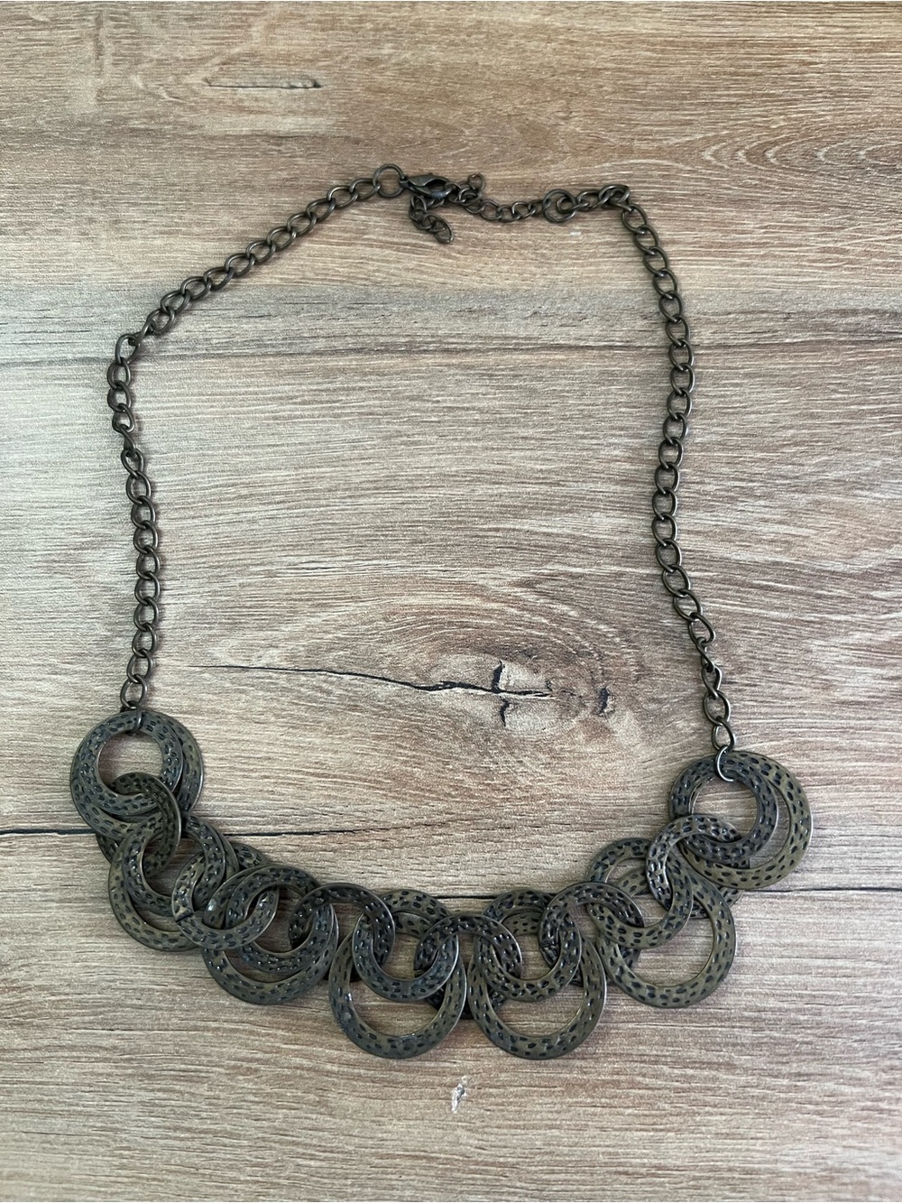 Bronze-Tone Interlinked Circle Statement Necklace